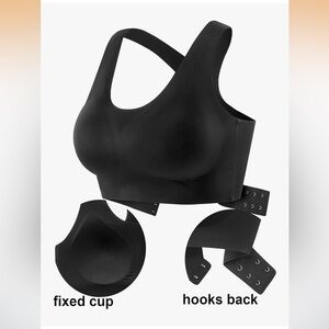 Set of 2 - Black and Cream Women's Intimate Bra with Fixed Cup and Hooks Back